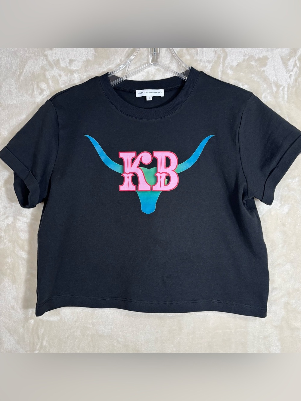 Kane Brown Black Cropped Longhorn Leopard Print Concert Tee Size S